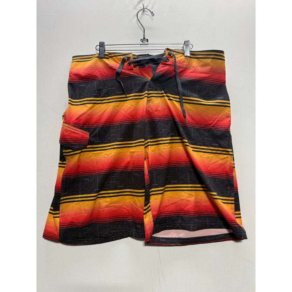 Kanu Surf Men's Board Shorts Size 34 Swim Trunks Striped Red Yellow Black